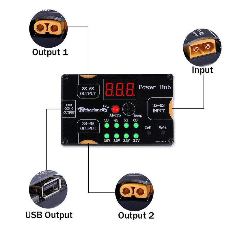 ⚡️Buy Rcharlance 3-6S Power Hub w/ QC3.0 Quick Charge USB Port & Low Voltage Alarm - www.kingquad.shop